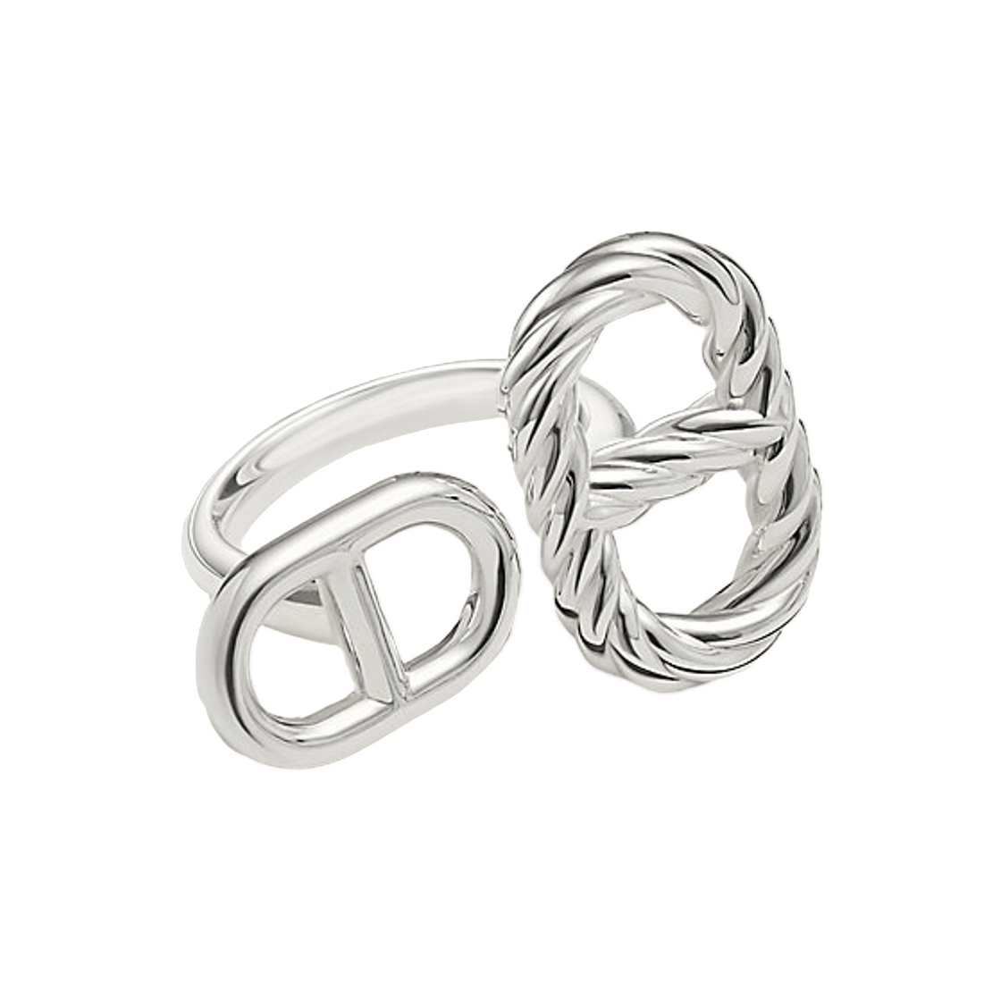 H126635B000 Hermes Medium Small Chaine D'Ancre Alea Ii Ring & Sterling Silver