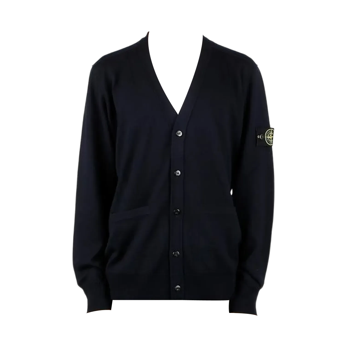 8115511C4-V0020 Stone Island 511C4 Compass Patch Wool Cardigan Navy Blue - 24FW