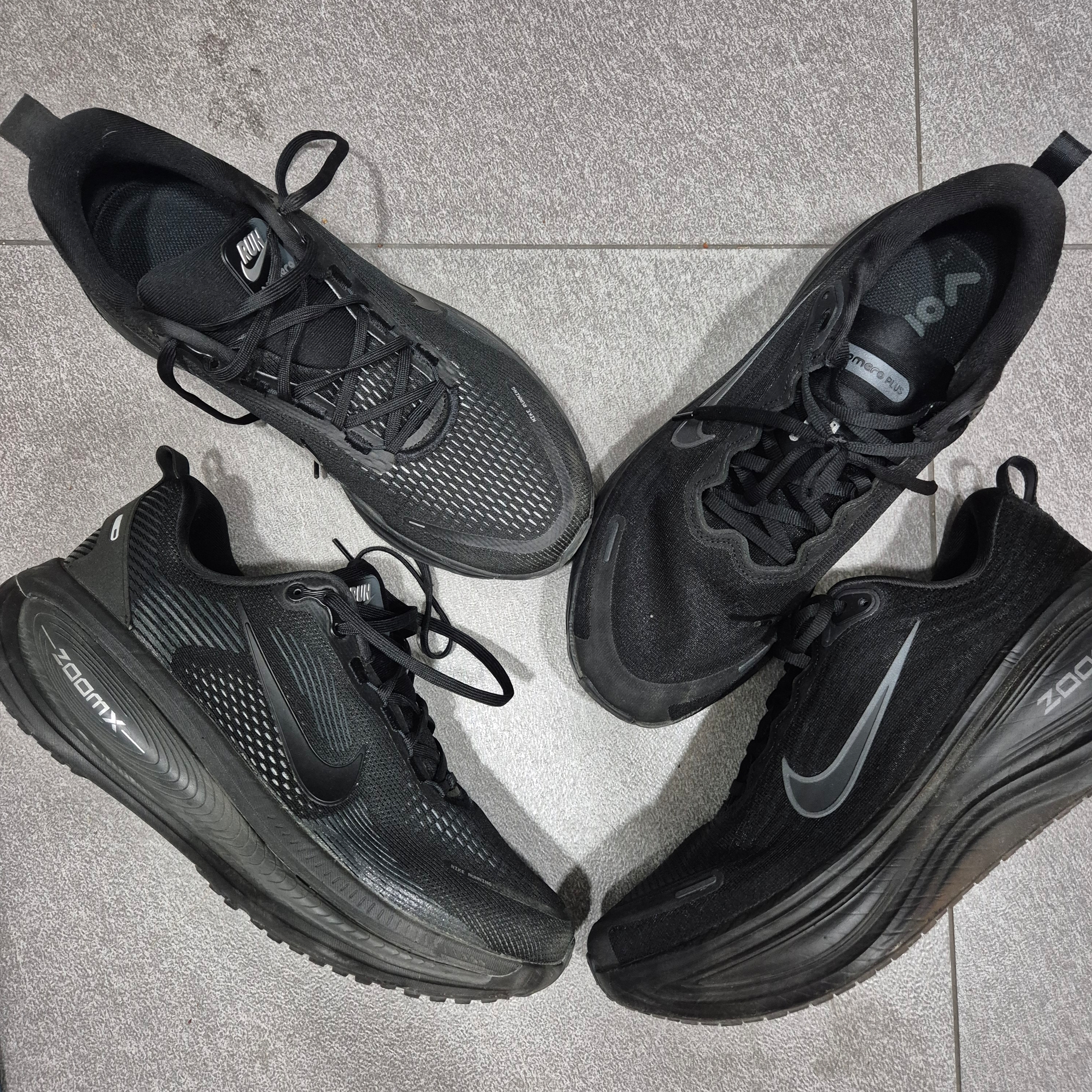 Nike Vomero 18 Black Dark Smoke Grey, Nike Vomero Plus Black Metallic Dark Grey 착용 스타일