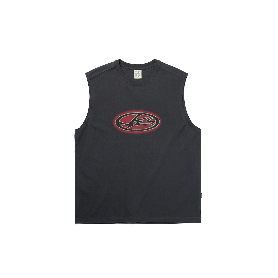 [더블적립] 예스아이씨 예스 오발 로고 슬리브리스 차콜([더블적립] YESEYESEE Y.E.S Oval Logo Sleeveless Charcoal)