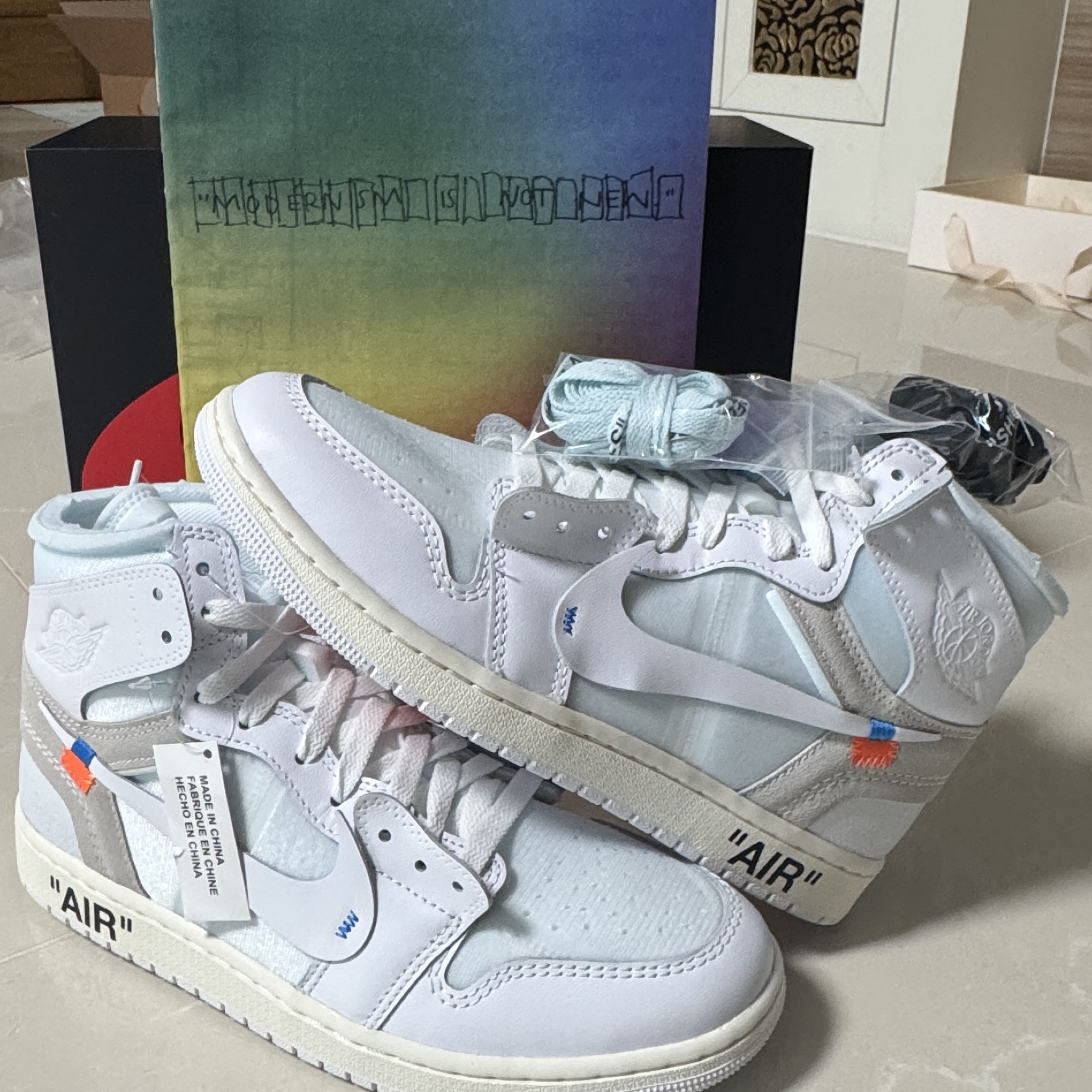 Jordan 1 x Virgil Abloh Archive Retro High Alaska White 착용 스타일