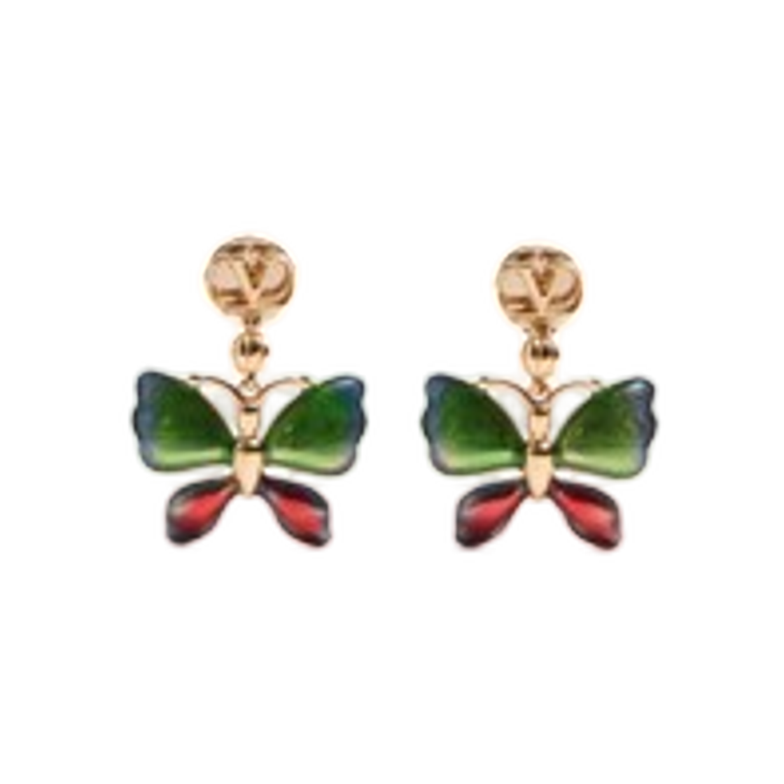 (W) 발렌티노 불루아르볼레 메탈 앤 에나멜 이어링 골드 멀티컬러((W) Valentino Vouloirvoler Metal and Enamel Earrings Gold Multicolour) - 1