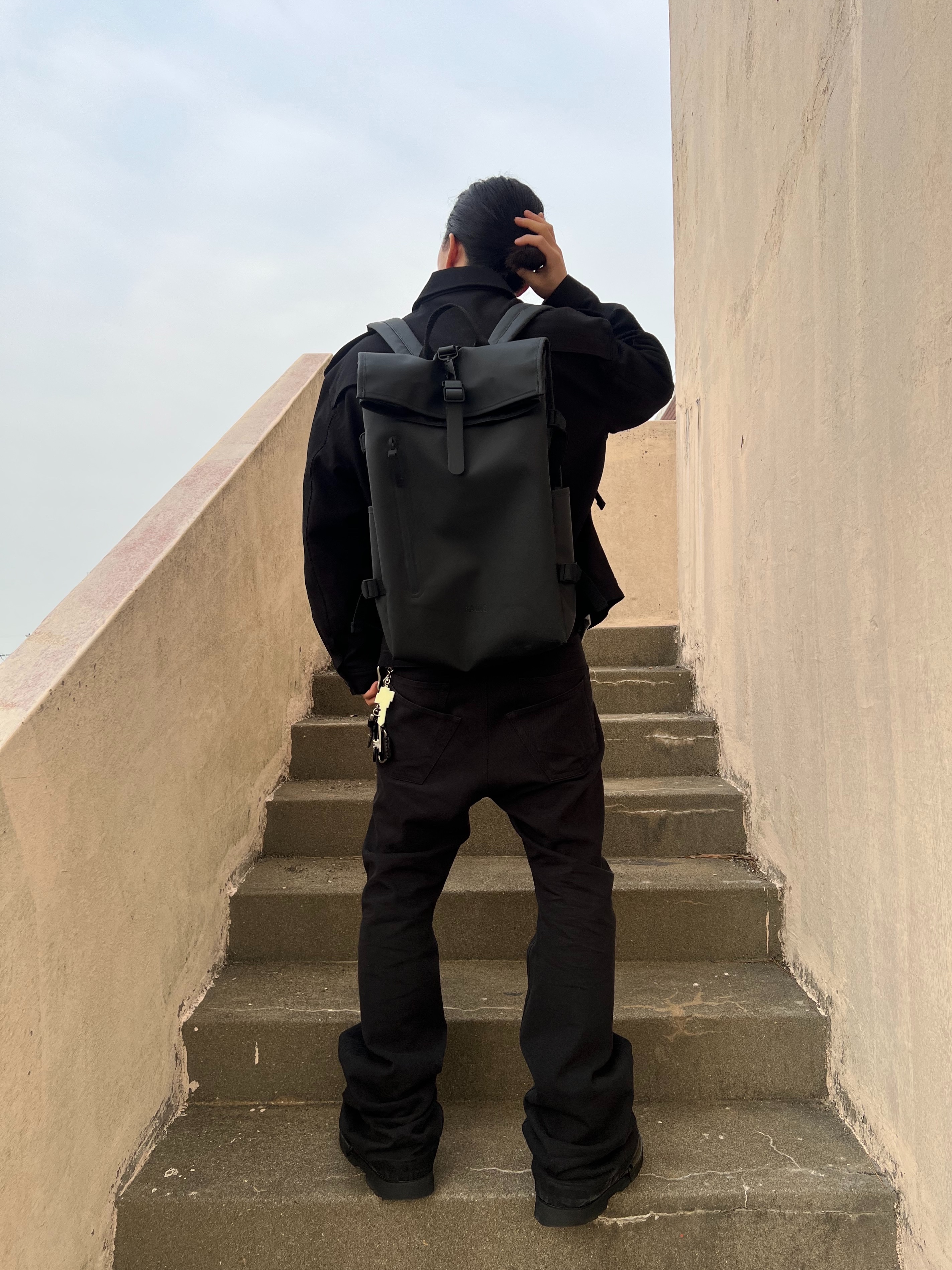 Nonnod Flared Pants Black, Undermycar MU.128 Original Logo Cracked Leather Belt Silver / Black 착용 스타일 - 1