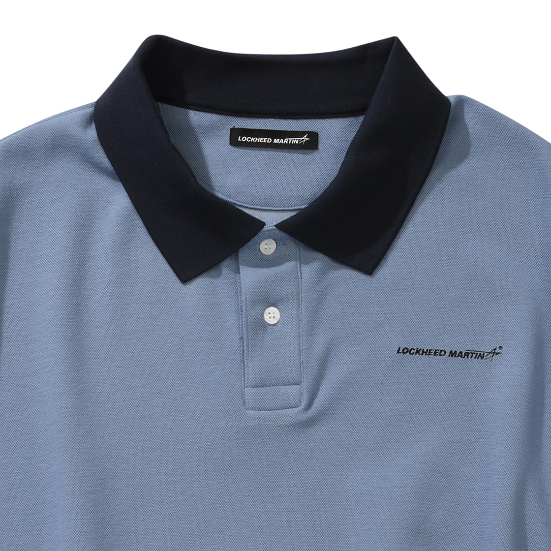 록히드마틴 오버핏 파이핑 카라 티셔츠 블루(LOCKHEED MARTIN Over Fit Piping Collar Ts Blue) - 3