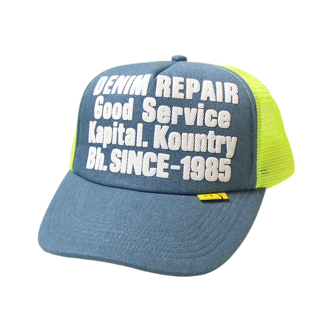 K2603XH502 Kapital Denim Repair Service Pt Denim Track Cap Neon Yellow