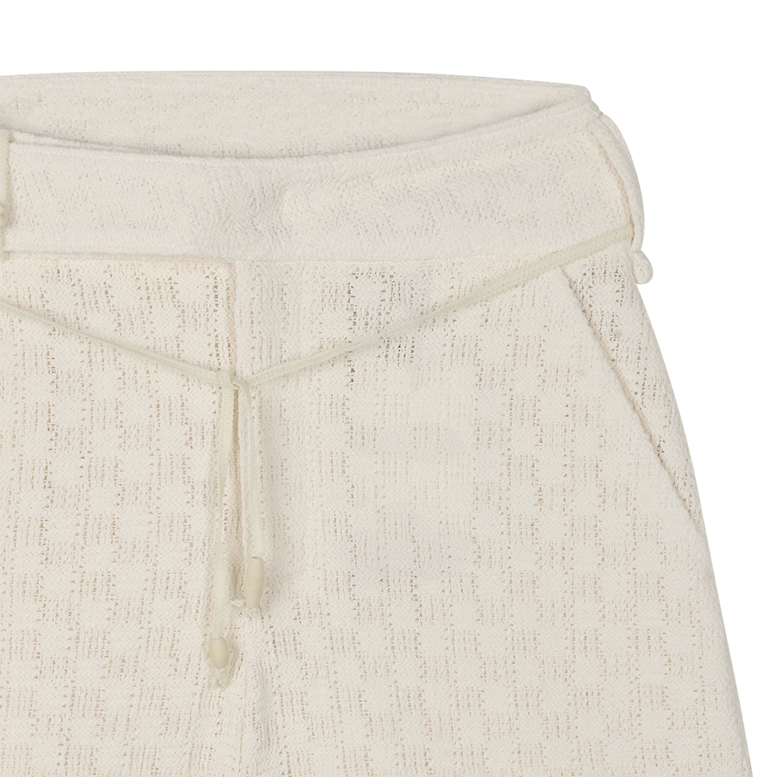 영 앤 생 우먼 사이드 웨이스트 화이트 코드 니트 쇼츠 화이트 - 26SS(Young N Sang Women Side Waist White Cord Knit Shorts White - 26SS) - 4