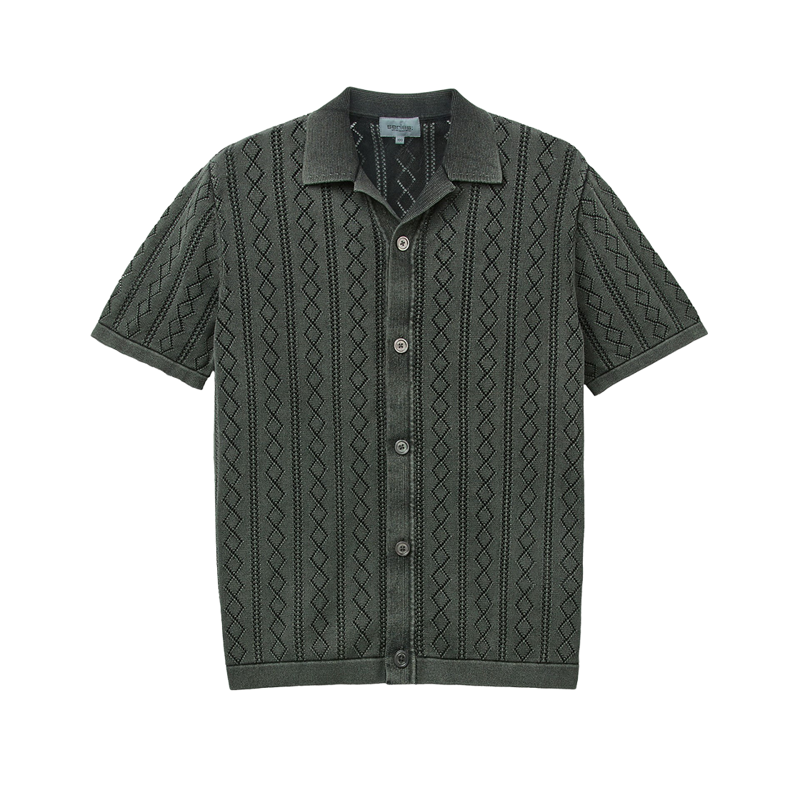 시리즈 가먼트 다잉 하프 슬리브 가디건 차콜(SERIES Garment Dyed Half Sleeve Cardigan Charcoal)