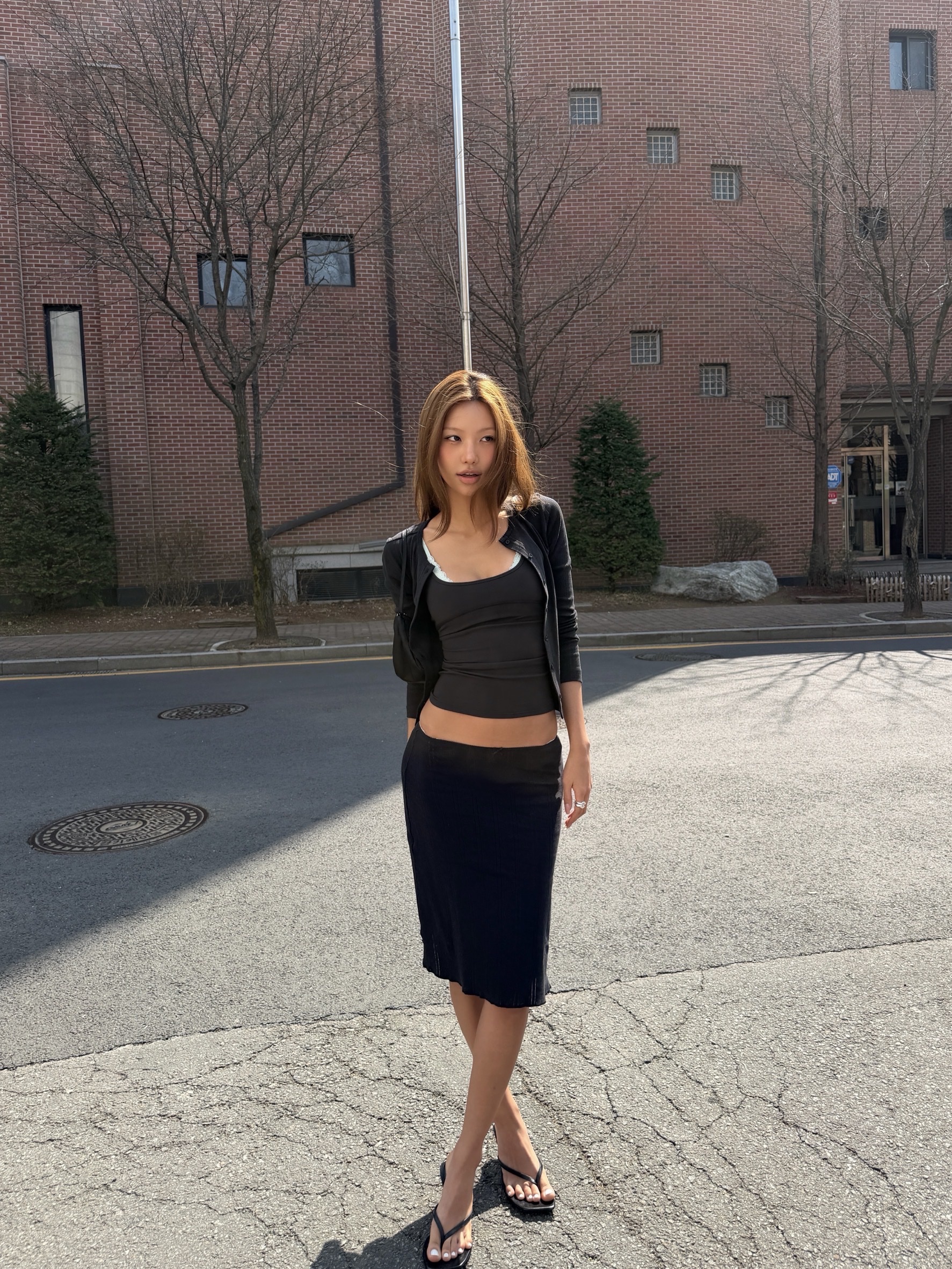 [KREAM 단독] Cou Cou Intimates Women The Slip Skirt Black - 26SS, [KREAM 단독] Cou Cou Intimates Women The Cardigan Black - 26SS 착용 스타일 - 2
