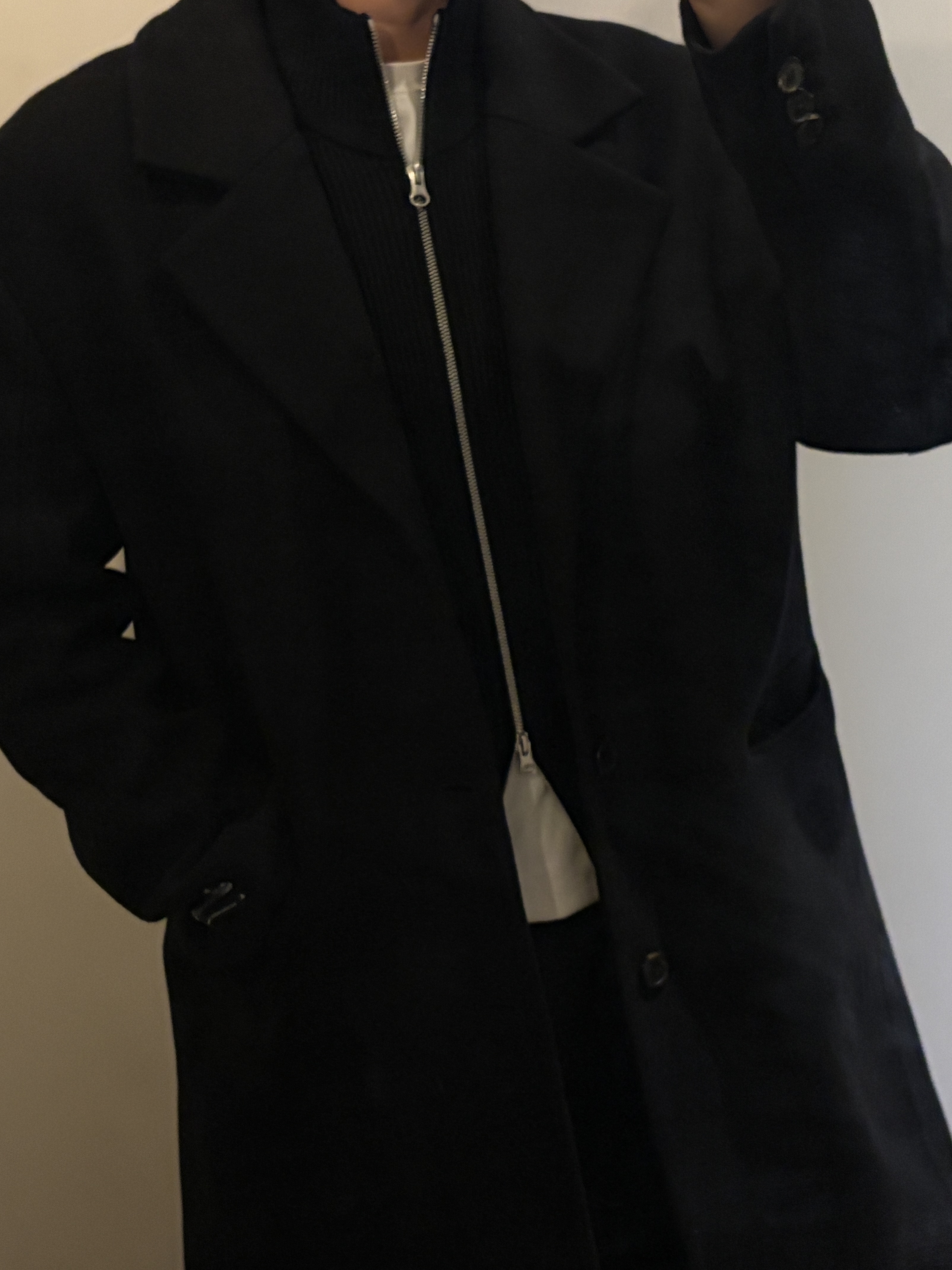 Stone Island 526D8 Ribbed Soft Cotton Cardigan Knit Black - 24SS, Zara x Ader Error Wide Pants Black 착용 스타일 - 3
