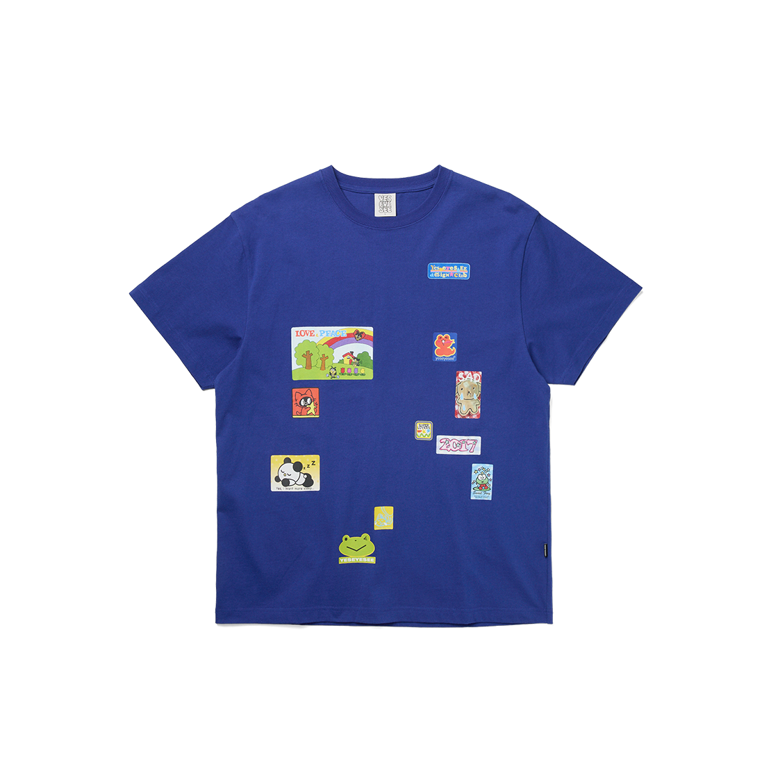 [더블적립] 예스아이씨 예스 덤프 스티커 티셔츠 블루([더블적립] YESEYESEE Y.E.S Dump Sticker Tee Blue)