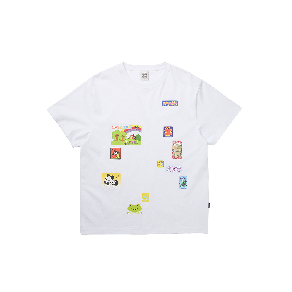 [더블적립] 예스아이씨 예스 덤프 스티커 티셔츠 화이트([더블적립] YESEYESEE Y.E.S Dump Sticker Tee White)