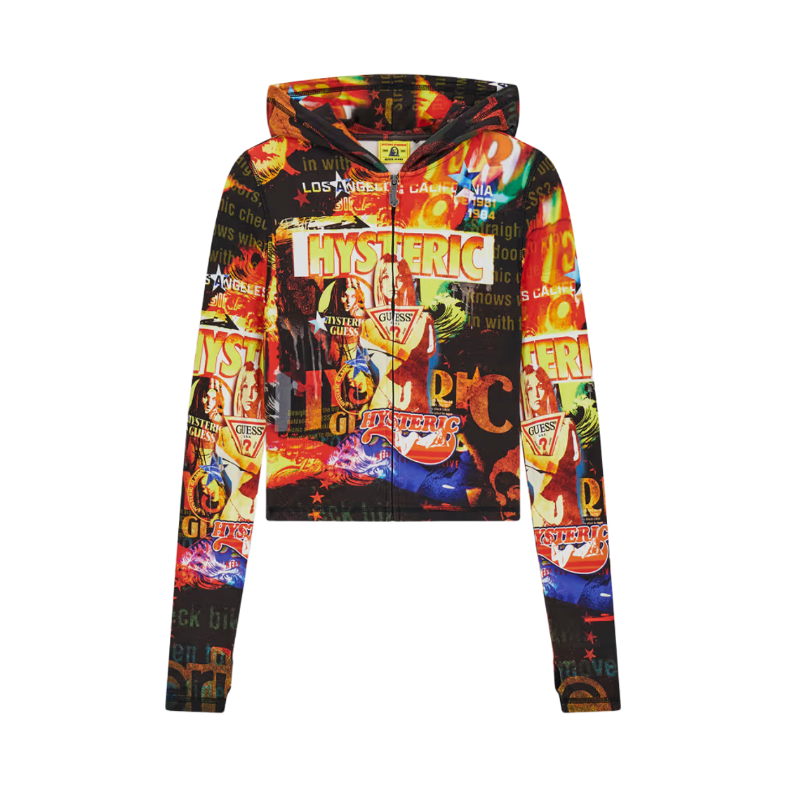 (W) 게스 진 x 히스테릭 글래머 프린티드 스웨트셔츠 멀티컬러 패턴((W) GUESS Jeans x Hysteric Glamour Printed Sweatshirt Multicolor Pattern)