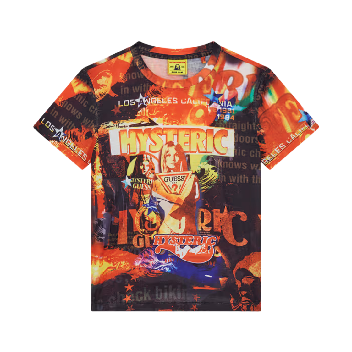 (W) 게스 진 x 히스테릭 글래머 프린티드 티셔츠 멀티컬러 패턴((W) GUESS Jeans x Hysteric Glamour Printed T-Shirt Multicolor Pattern)