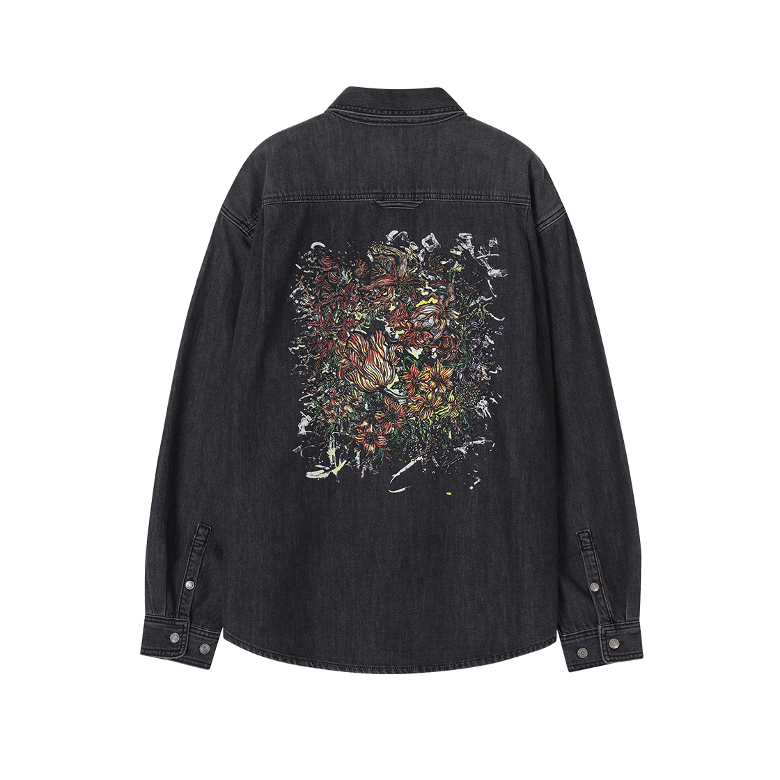 송지오 옴므 플로럴 엠브로이드 플루이드 데님 셔츠 그레이(SONGZIO HOMME Floral Embroidered Fluid Denim Shirt Grey) - 2