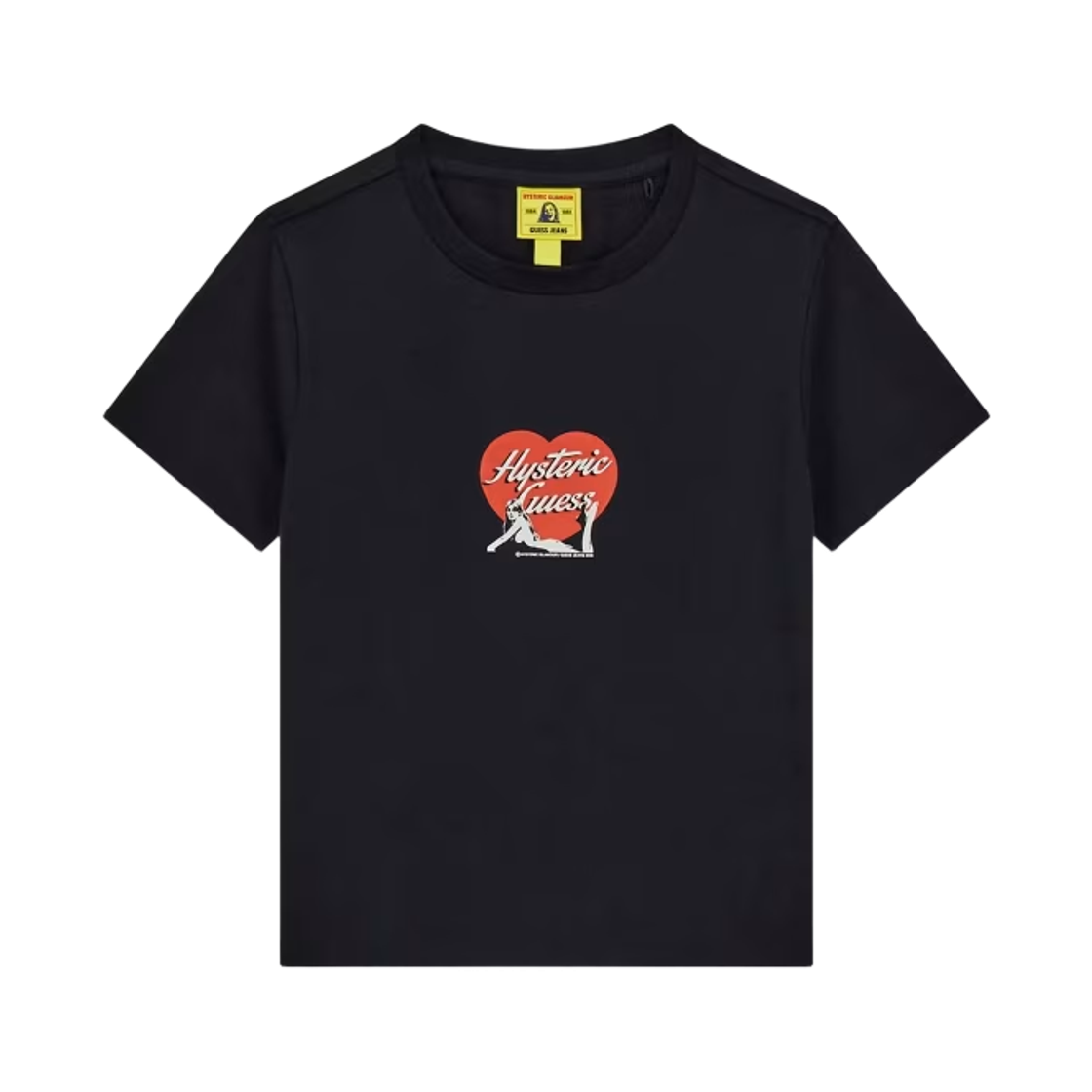 (W) 게스 진 x 히스테릭 글래머 프린티드 티셔츠 블랙((W) GUESS Jeans x Hysteric Glamour Printed T-Shirt Black)