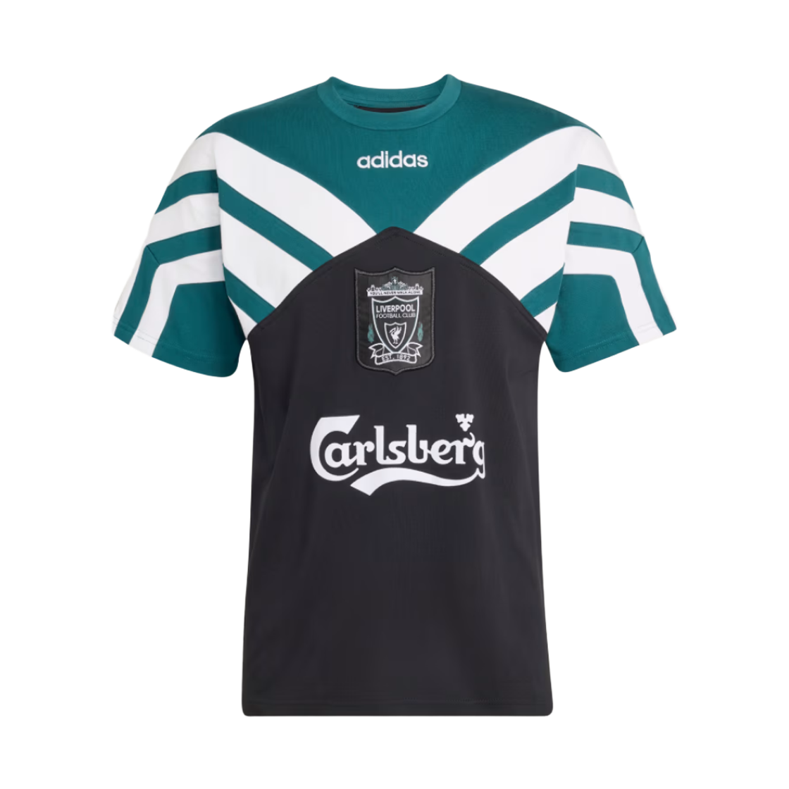 아디다스 리버풀 FC 95 티셔츠 블랙 리치 그린 - US 사이즈 (논 마킹 버전)(Adidas Liverpool FC 95 T-Shirt Black Rich Green - US Sizing (Non Marking Ver.)) - 1