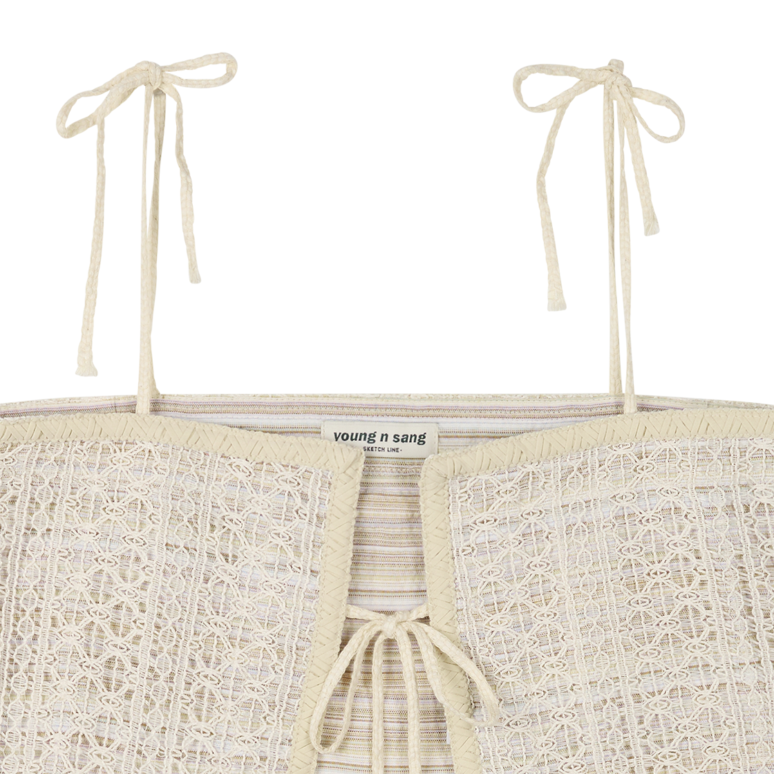 영 앤 생 우먼 아이보리 더블 레이어드 니트 브라 베스트 아이보리 - 26SS(Young N Sang Women Ivory Double Layered Knit Bra Vest Ivory - 26SS) - 3