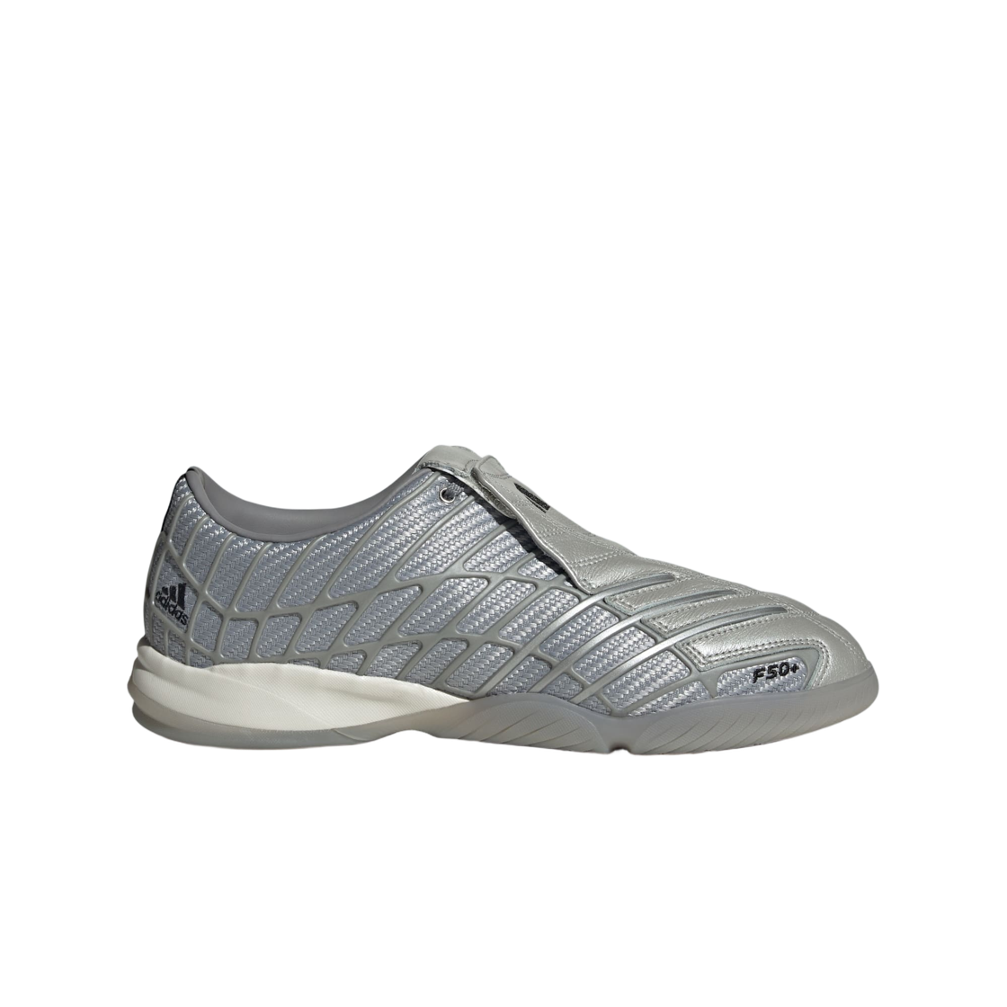 HQ9242 Adidas F50 Sala Silver Metallic Grey Three