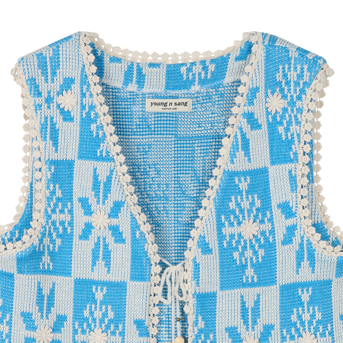영 앤 생 우먼 스노우플레이크 베스트 블루 - 26SS(Young N Sang Women Snowflake Vest Blue - 26SS) - 3