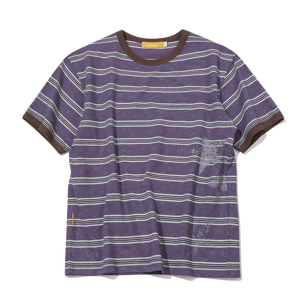 메인부스 러프 스타 스트라이프 티셔츠 퍼플(MAINBOOTH Rough Star Stripe T-shirt Purple)