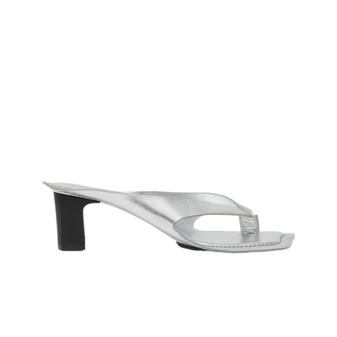 S66WP0120P7703T9002 (W) MM6 Maison Margiela Anatomic Leather Flip Flop Mules Silver