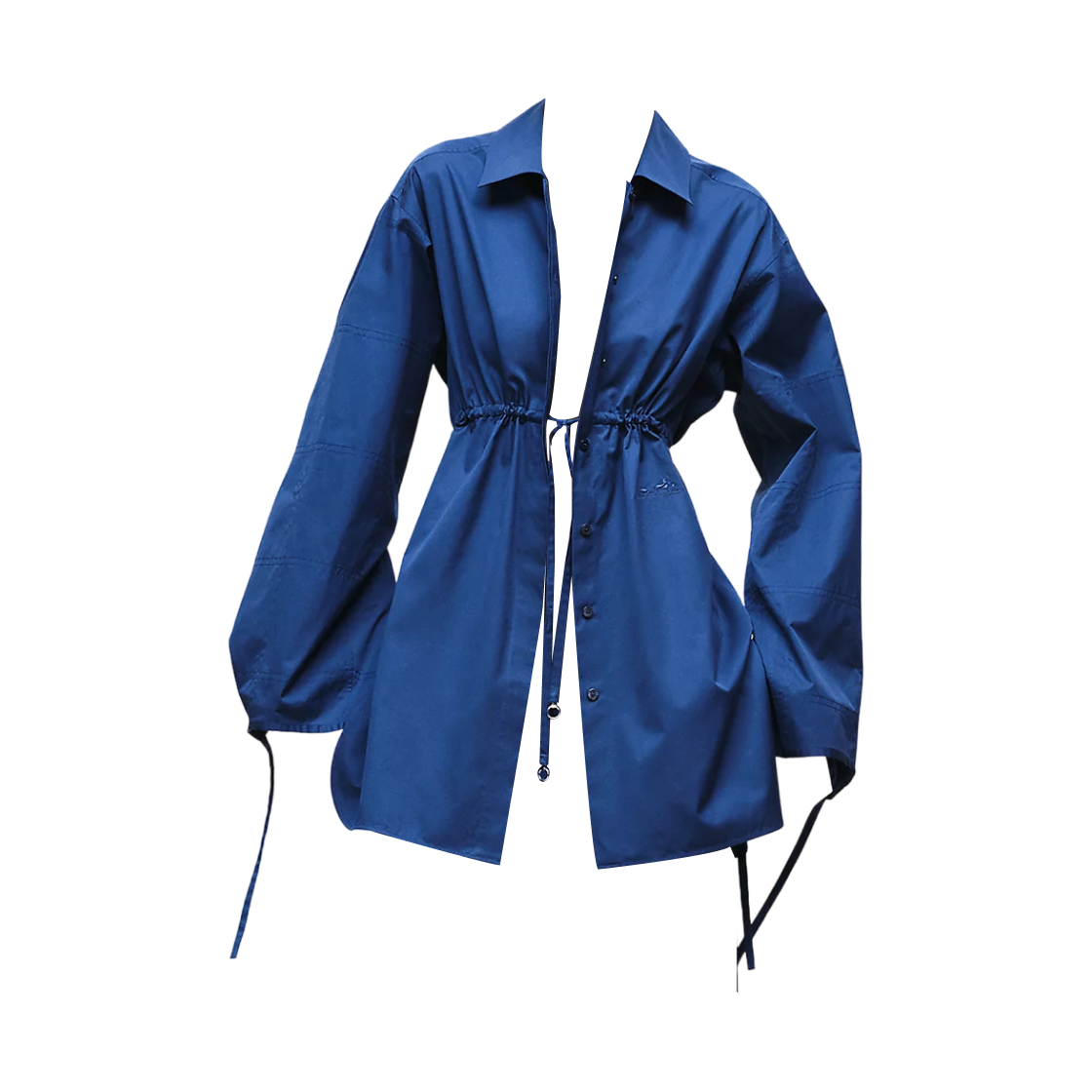 (W) 에르메스 트윌 코튼 드로우스트링 셔츠 블루 라군((W) Hermes Twill Cotton Drawstring Shirt Bleu Lagune) - 1