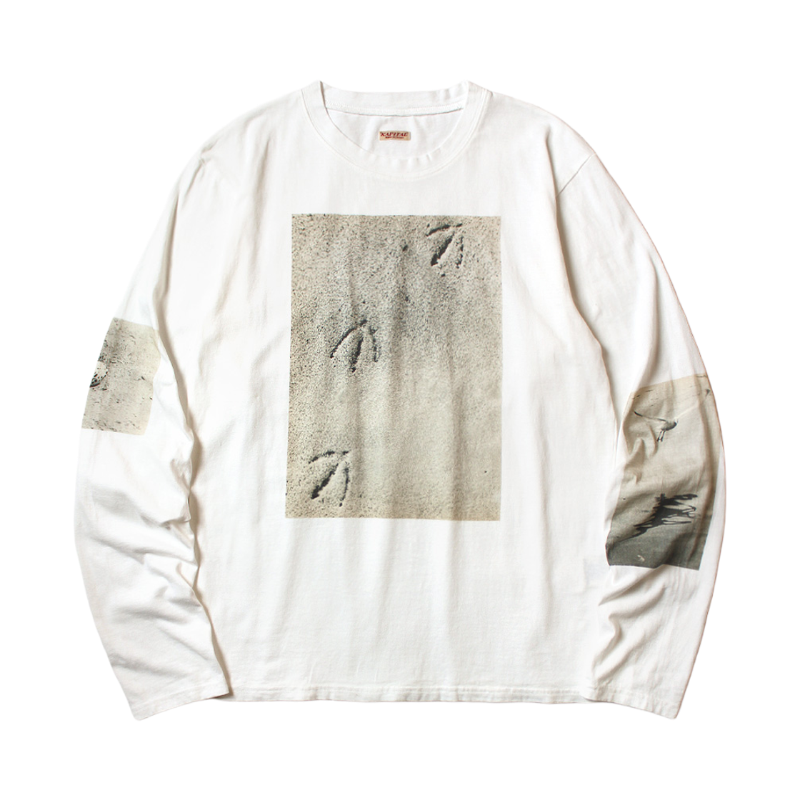 캐피탈 20 코튼 저지 크루넥 롱 슬리브 티셔츠 굴 풋 Pt 화이트(Kapital 20 Cotton Jersey Crew Neck Long Sleeve T-Shirt Gull Foot Pt White) - 1