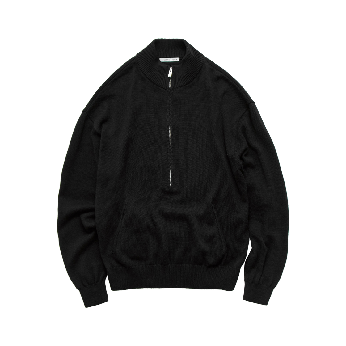 폴리테루 휴먼인덱스 휴먼 루즈드 하프 집 니트 블랙(Polyteru Human Index Human Loosed Half Zip Knit Black)