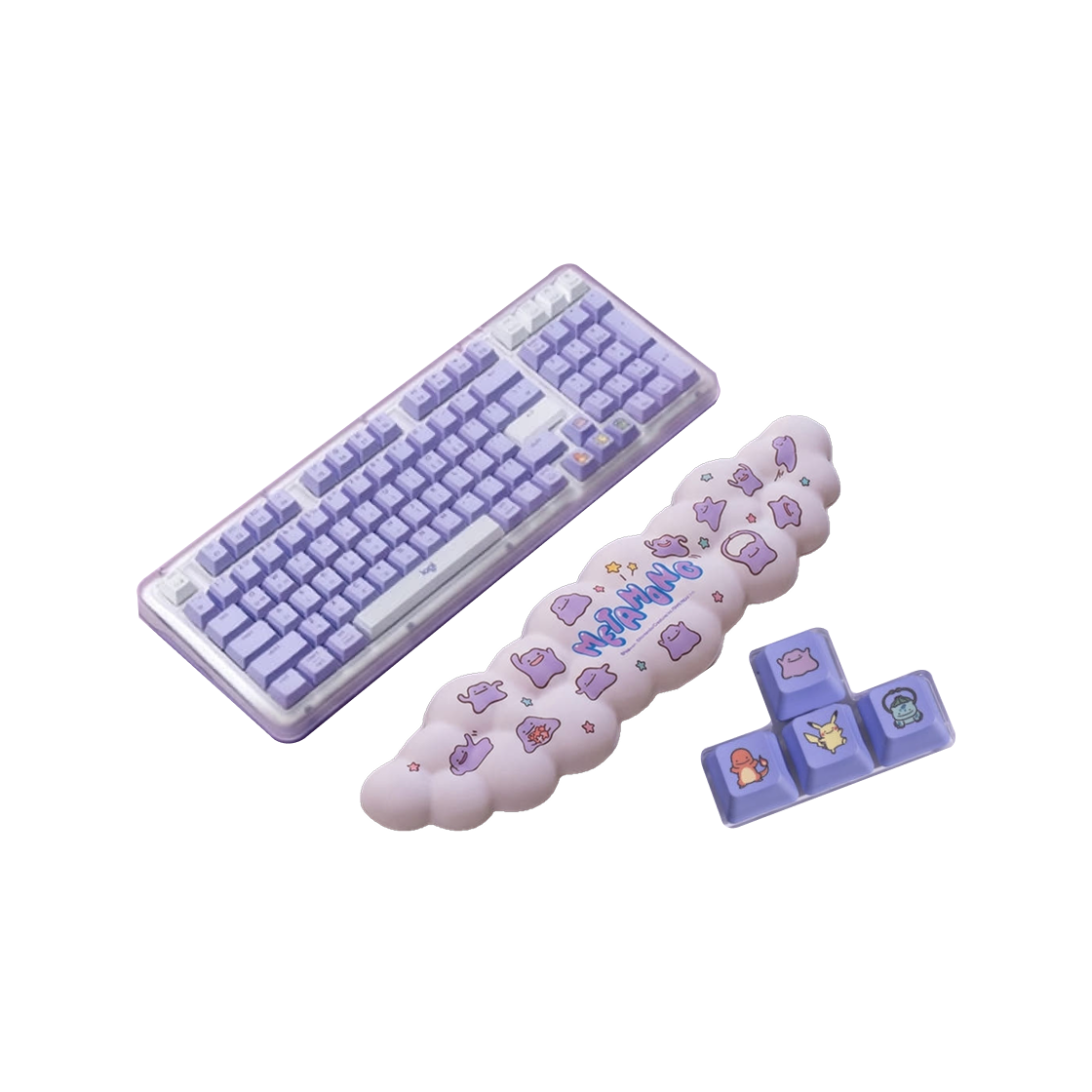 로지텍 x 포켓몬 메타몽 에디션 K98M 무선 키보드 팜 레스트 & 키캡 라일락 (국내 정식 발매 제품)(Logitech x Pokemon Metamong Edition K98M Wireless Keyboard with Palm Rest & Keycpas Lilac (Korean Ver.)) - 1