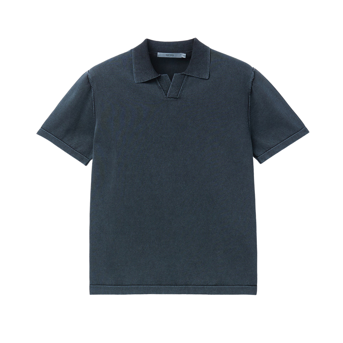 시리즈 가먼트 다잉 오픈카라 스웨터 다크 블루(SERIES Garment Dyed Open Collar Sweater Dark Blue)