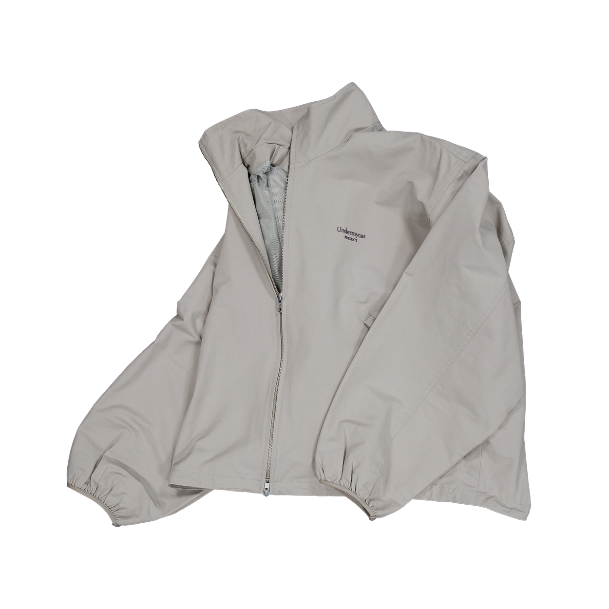 언더마이카 무.177 클래식 로고 벌룬 윈드브레이커 집업 베이지