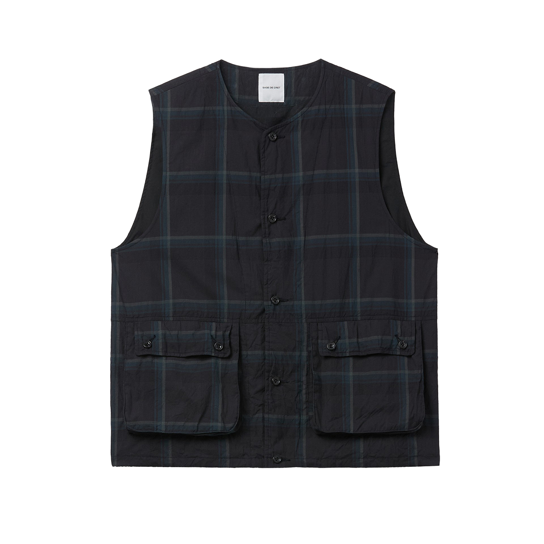 시리즈 사쥬 드 크레 오가닉 코튼 마드라스 피그먼트 씨티 롱 워크 베스트 그린(SERIES Sage De Cret Organic Cotton Madras Pigment Ct Long Work Vest Green)