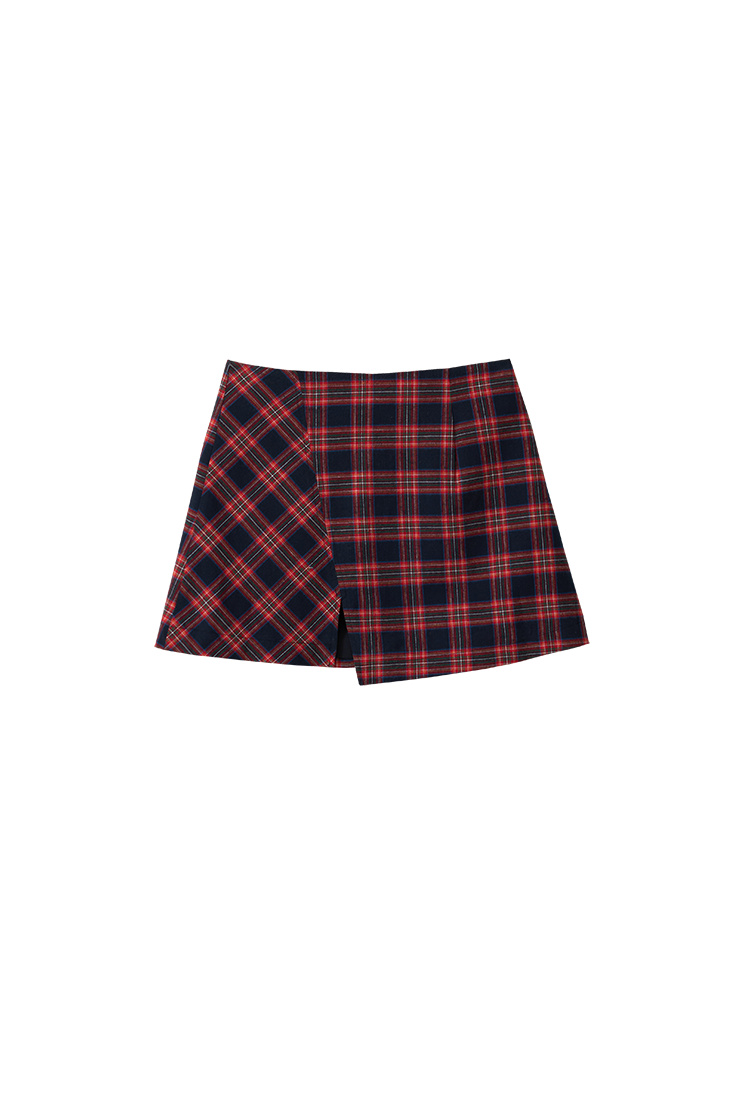 뮈르뮈르 프라 로우 트임 체크 스커트 레드(Murmure Pra Low Slit Check Skirt Red) - 1
