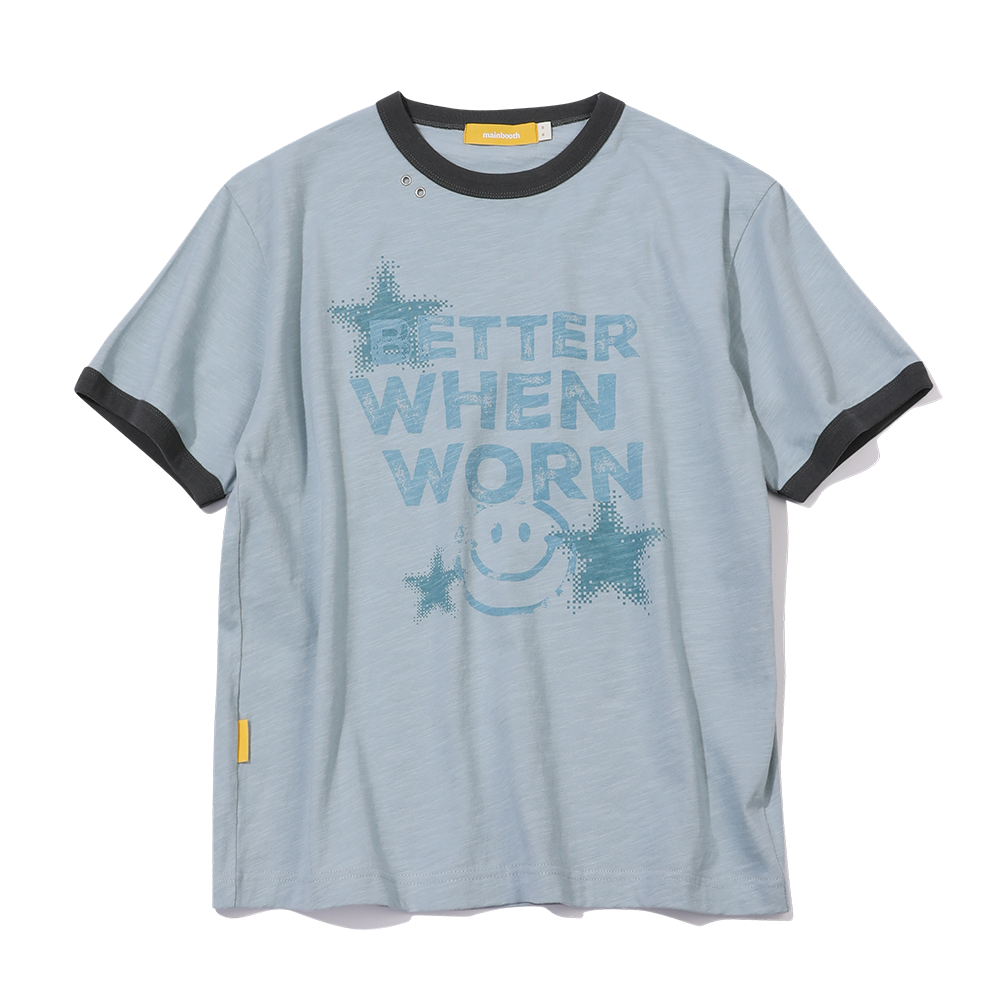 메인부스 베러 스마일 티셔츠 그레이시 블루(MAINBOOTH Better Smile T-shirt GRAYISH Blue)