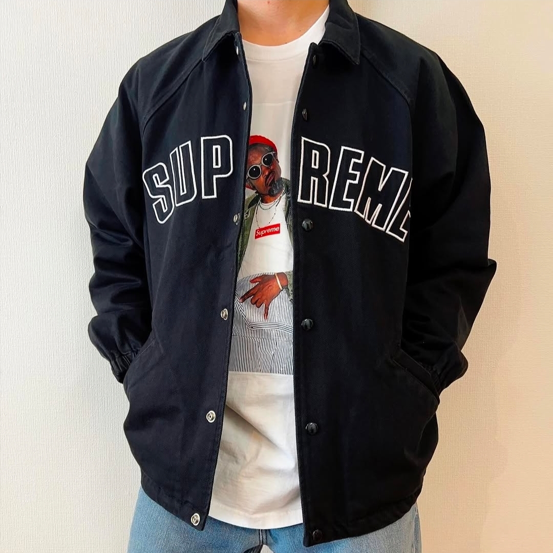 Supreme Arc Denim Coaches Jacket Black - 25SS 착용 스타일 - 3