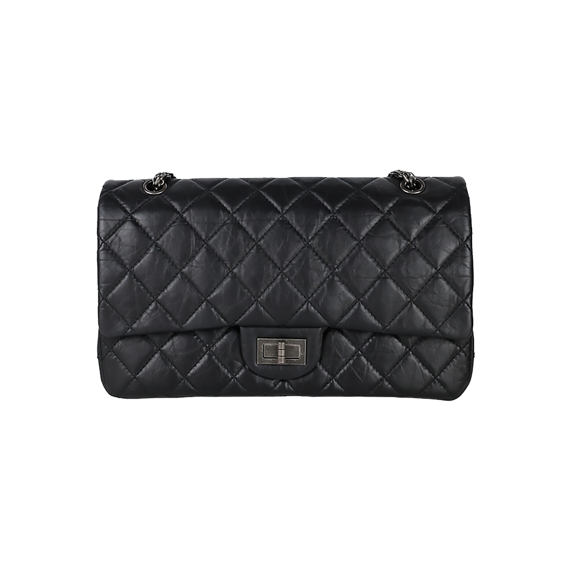 IT85AIIP2KLA Chanel Vintage 2.55 Maxi Black Silver Hardware