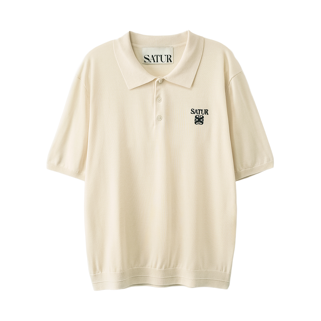 세터 클래식 칼라 하프 니트 크림