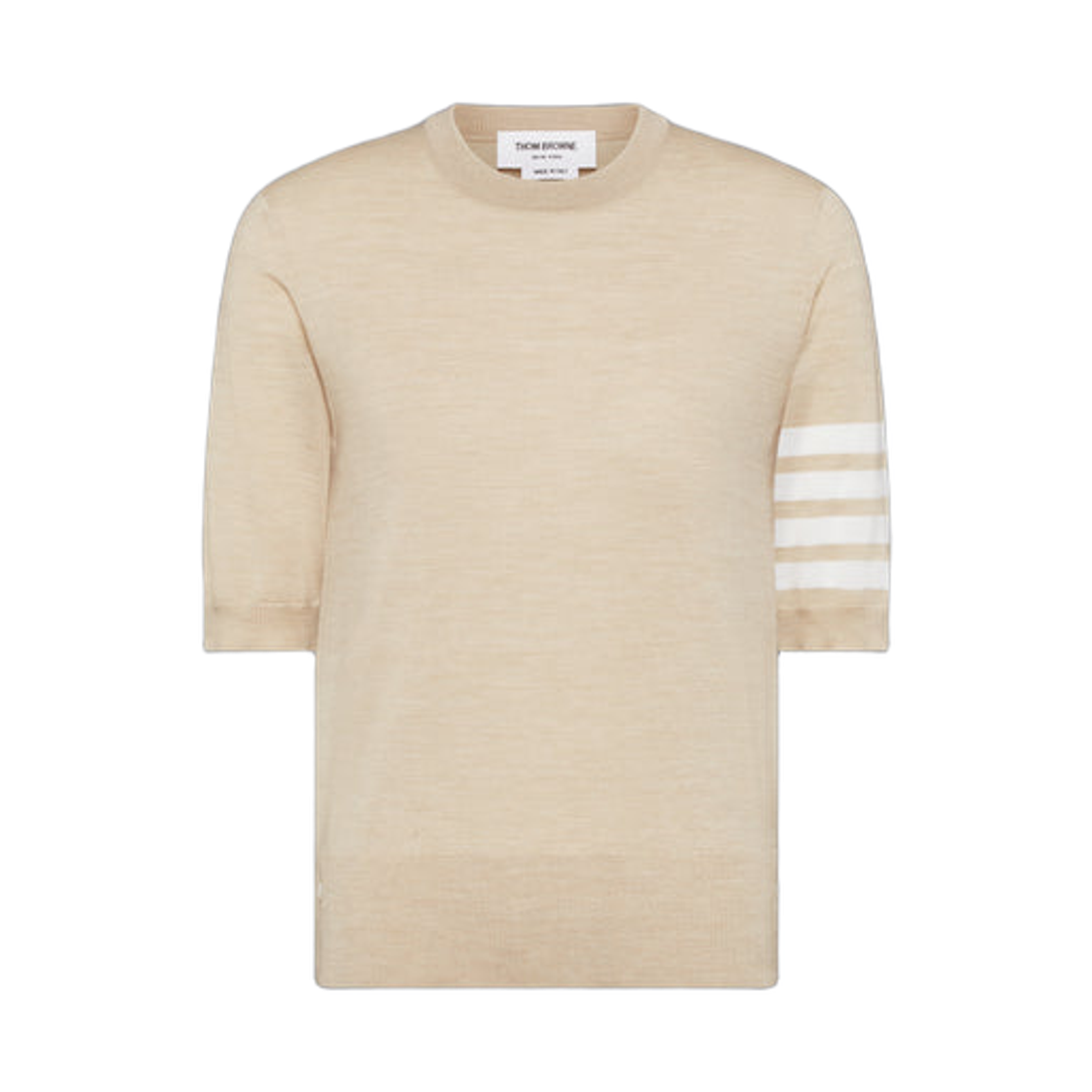 FKA471B-Y1014-260 (W) Thom Browne Fine Merino Wool 4-Bar T-Shirt Beige