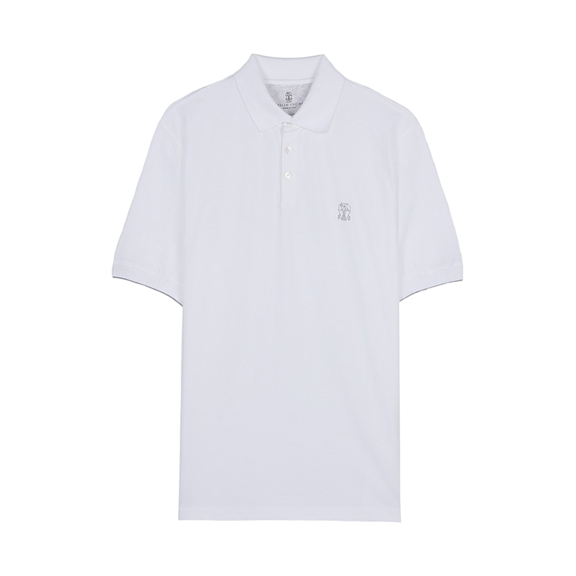 ME8548788-CK640 Brunello Cucinelli Embroidered Logo Polo Shirt White