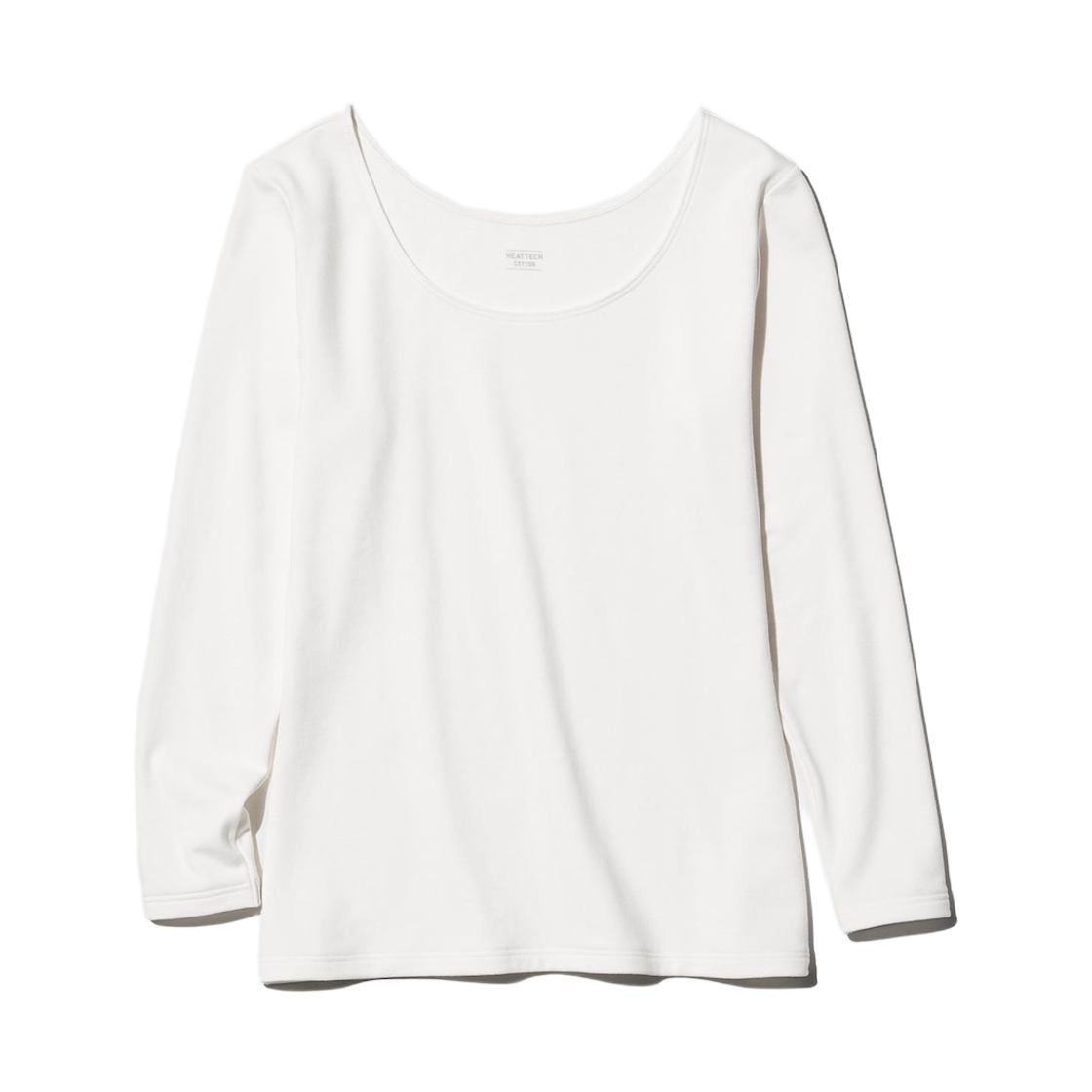 480281-01 (W) Uniqlo Ultra Warm Heattech Cotton U-Neck 8 Sleeve T-Shirt Off White - JP