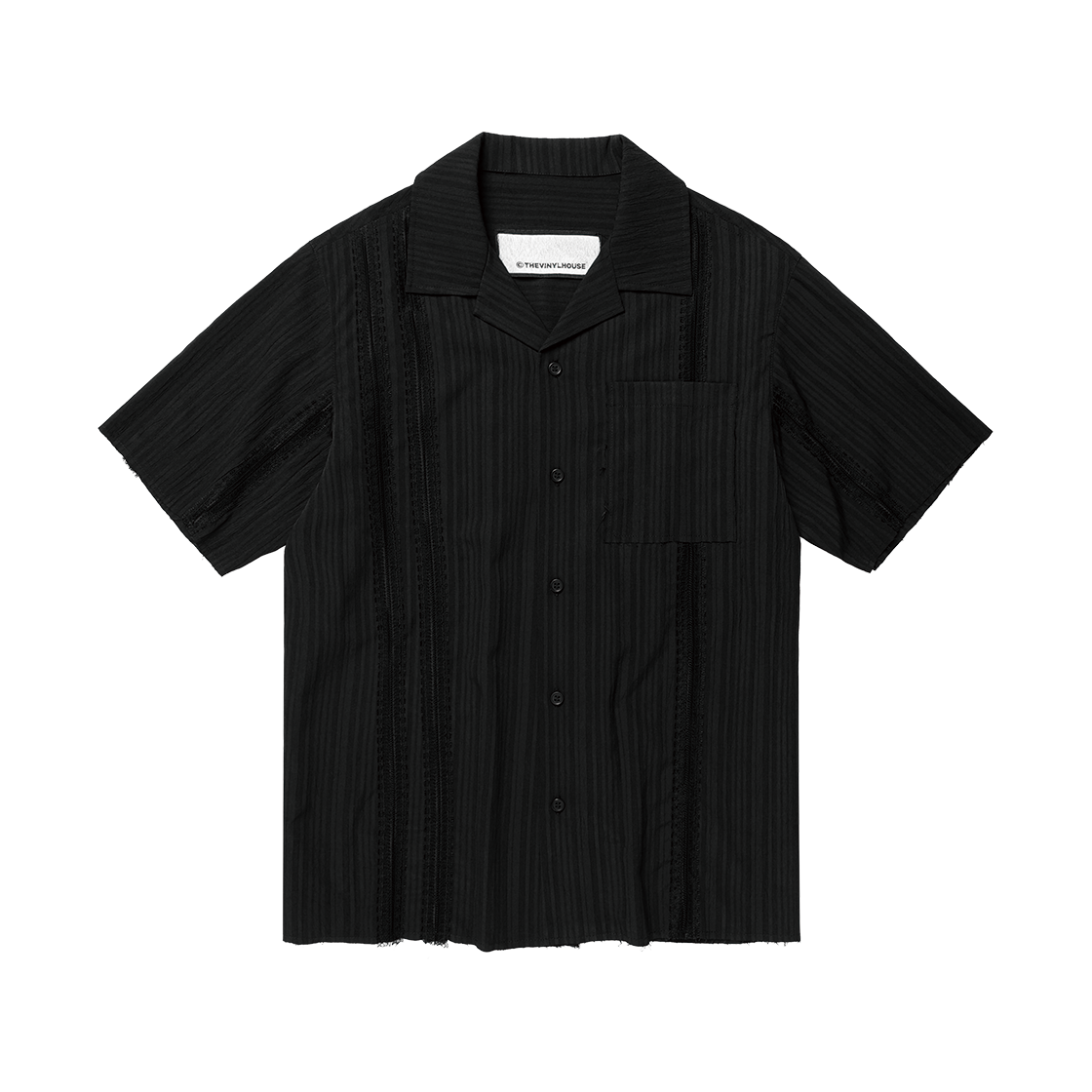 더바이닐하우스 레이스 믹스 숏슬리브 셔츠 블랙(Thevinylhouse Lace Mixed Short Sleeve Shirts Black)