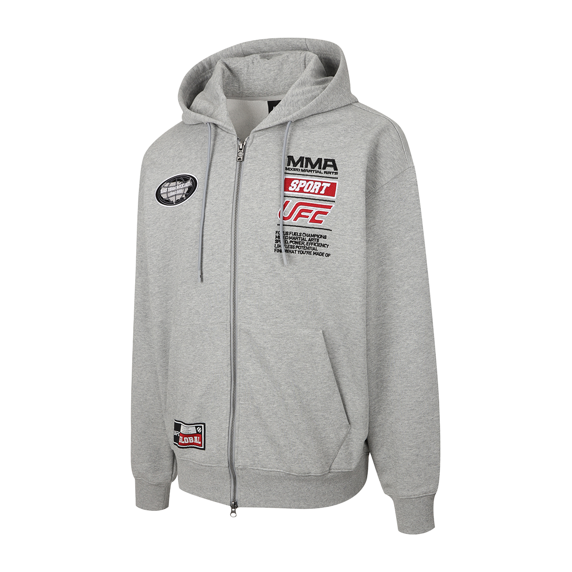 유에프씨 스포츠 챔프 스폰 오버핏 후드 집업 멜란지 그레이 U2HDX1306MG(UFC SPORT Champ Spon Oversized Fit Hoodie Zip-Up Black Melange Grey) - 2