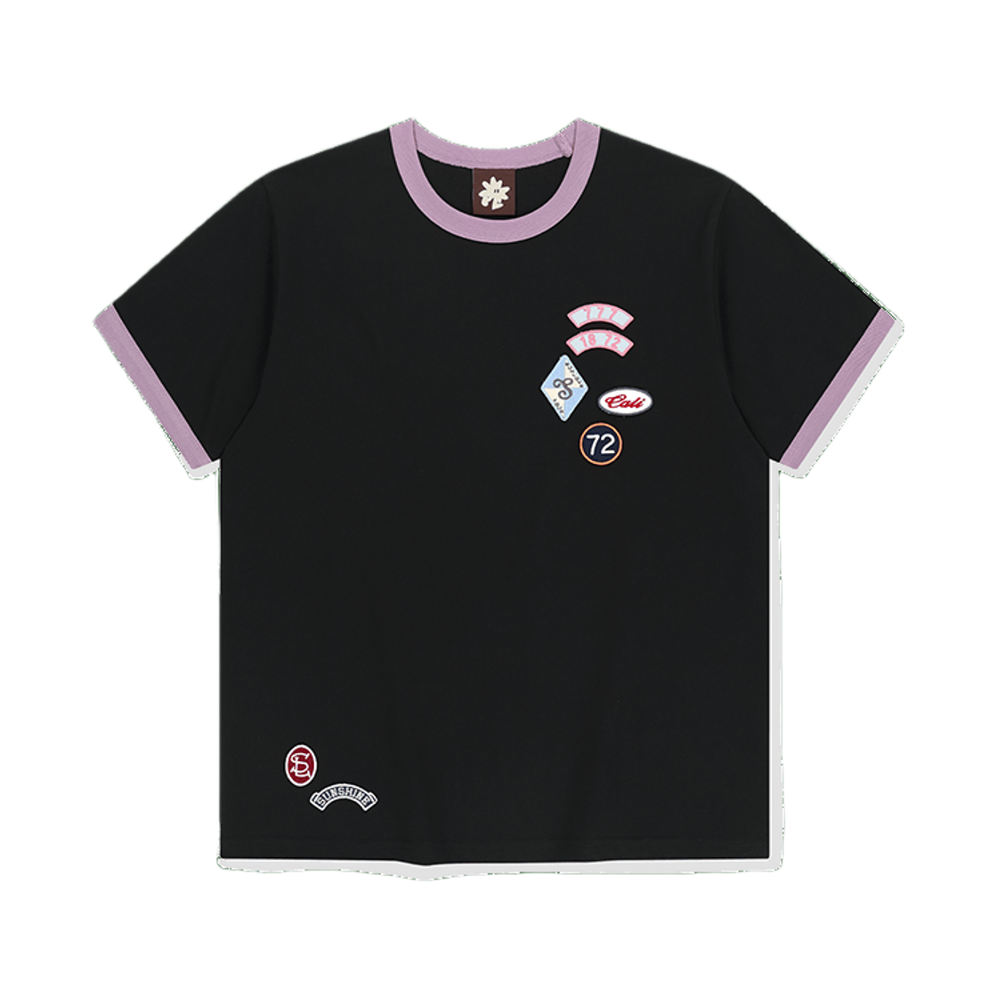 [트리플적립] 썬러브 멀티 패치 링거 티 블랙([트리플적립] SUNLOVE Multi Patch Ringer Tee Black)