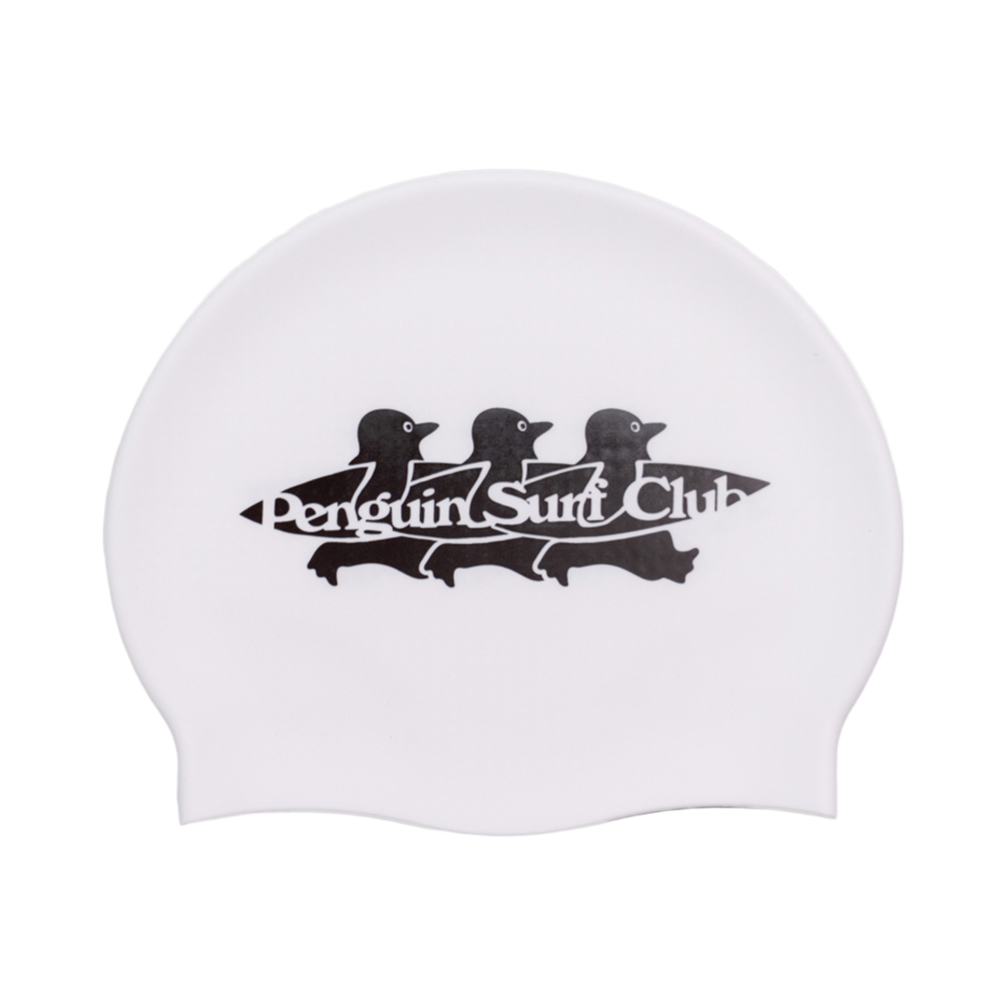 빅웨이브 컬렉티브 펭귄 서프 클럽 미끄럼 방지 수영모자 화이트(BIGWAVE COLLECTIVE Penguin Surf Club Swim Cap White)