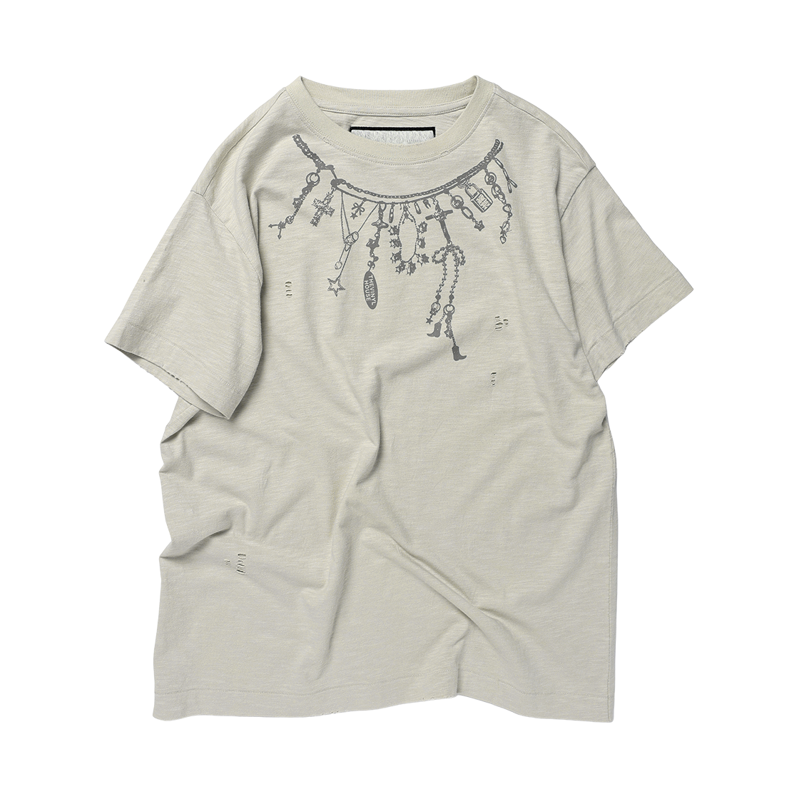 더바이닐하우스 넥크리스 빈티지 슬럽 티셔츠 베이지(Thevinylhouse Necklace Vintage Slub Tee Beige) - 3