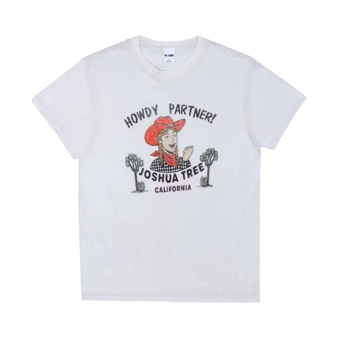 (W) 리던 조슈아 트리 티셔츠 빈티지 화이트((W) Re/Done Joshua Tree T-Shirt Vintage White)