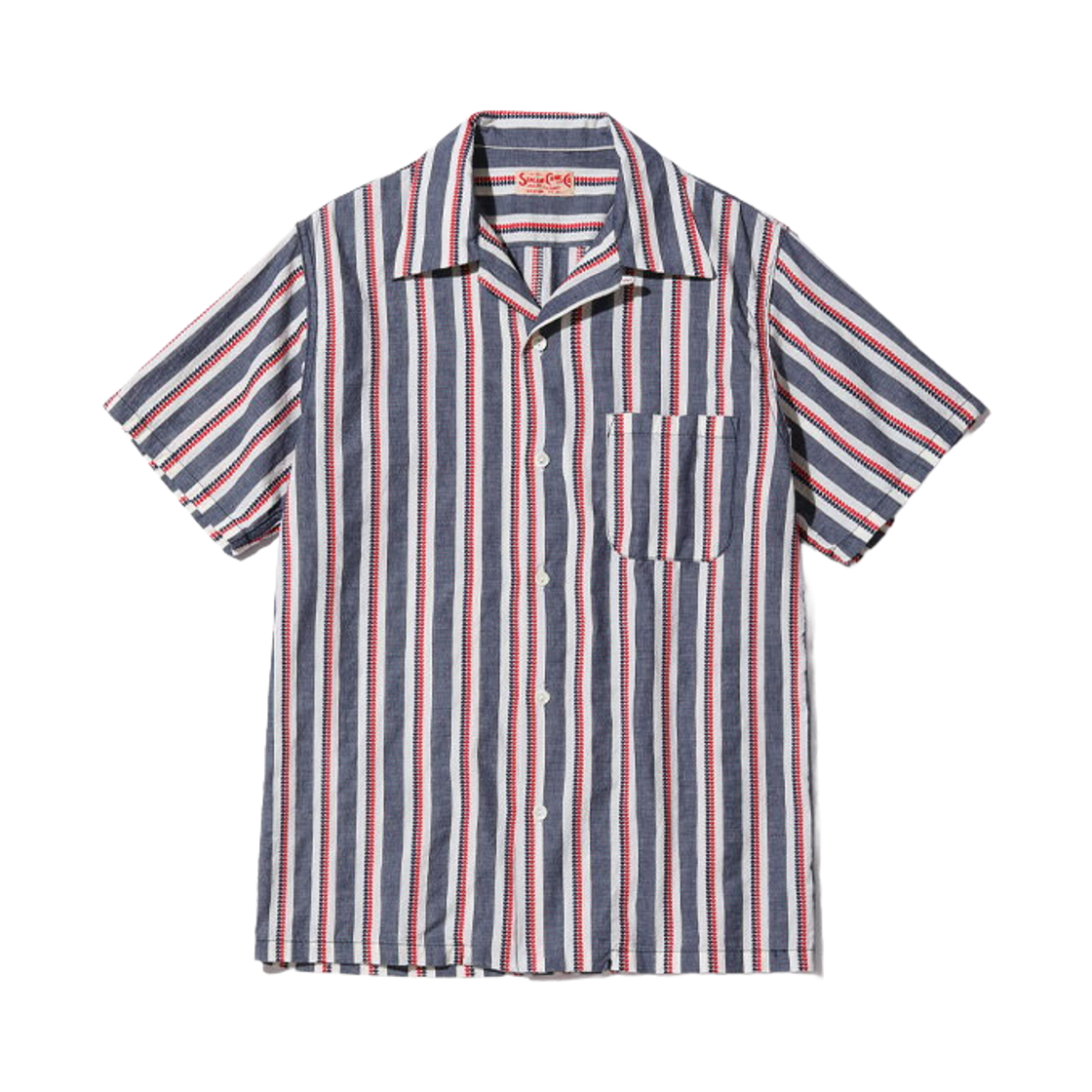 슈가 케인 하트 스트라이프 오픈 셔츠 네이비(Sugar Cane Heart Stripe Open Shirt Navy)