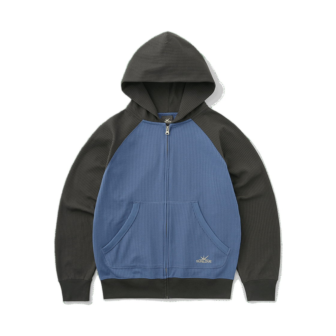 [트리플적립] 썬러브 에어로 와플 집 업 후디 블루([트리플적립] SUNLOVE Aero Waffle Zip Up Hoodie Blue)