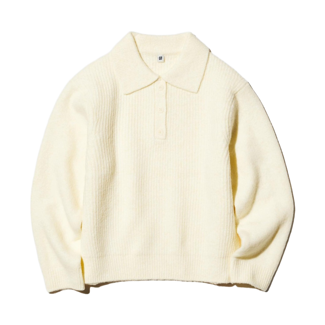 (키즈) 유니클로 수플레얀 폴로 스웨터 크림 - JP((Kids) Uniqlo Souffle Yarn Polo Sweater Cream - JP) - 1