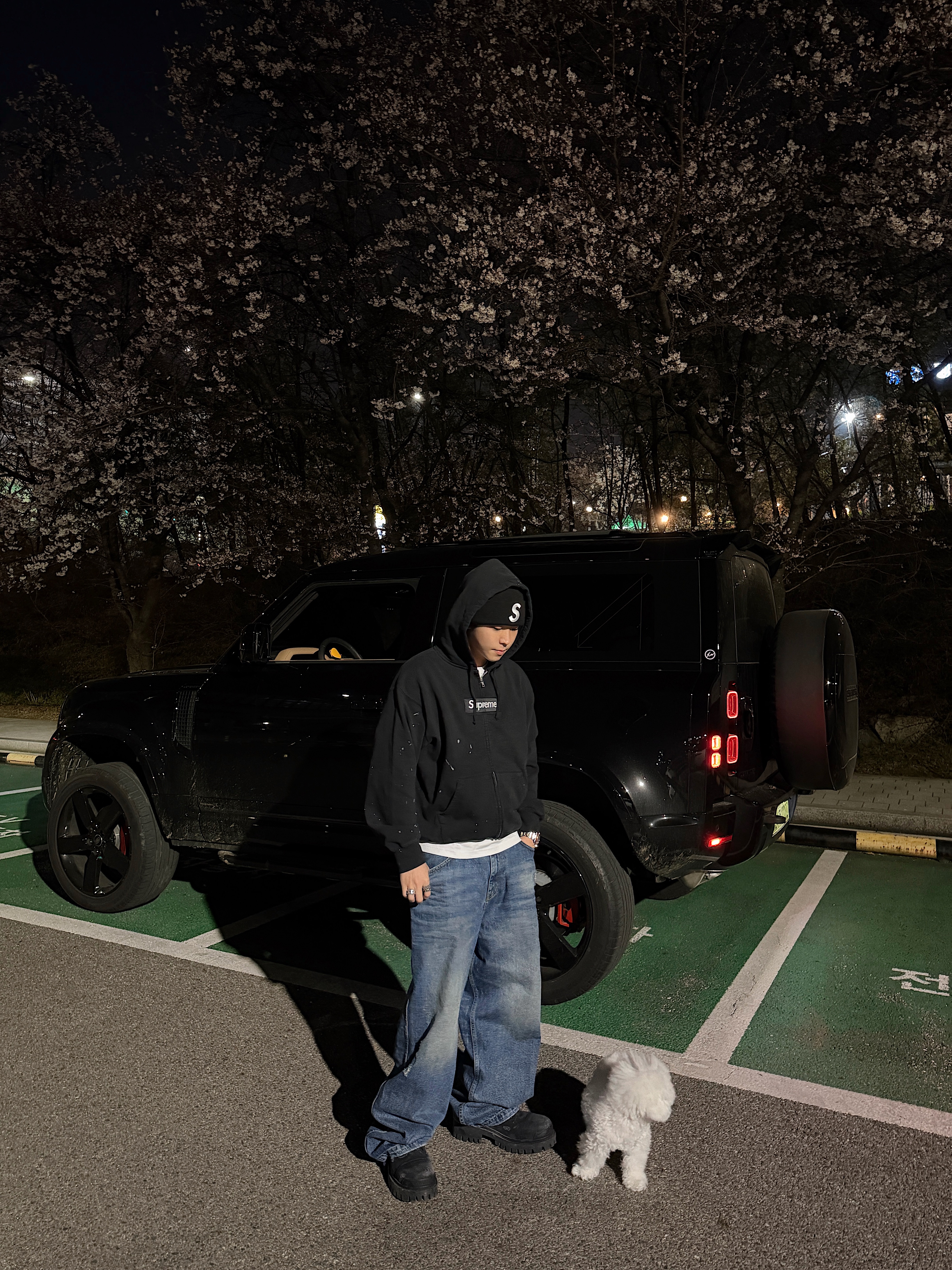 Supreme x MM6 Maison Margiela Box Logo Zip Up Hooded Sweatshirt Black - 26SS, Supreme New Era S Logo Beanie Black - 24FW 착용 스타일 - 7